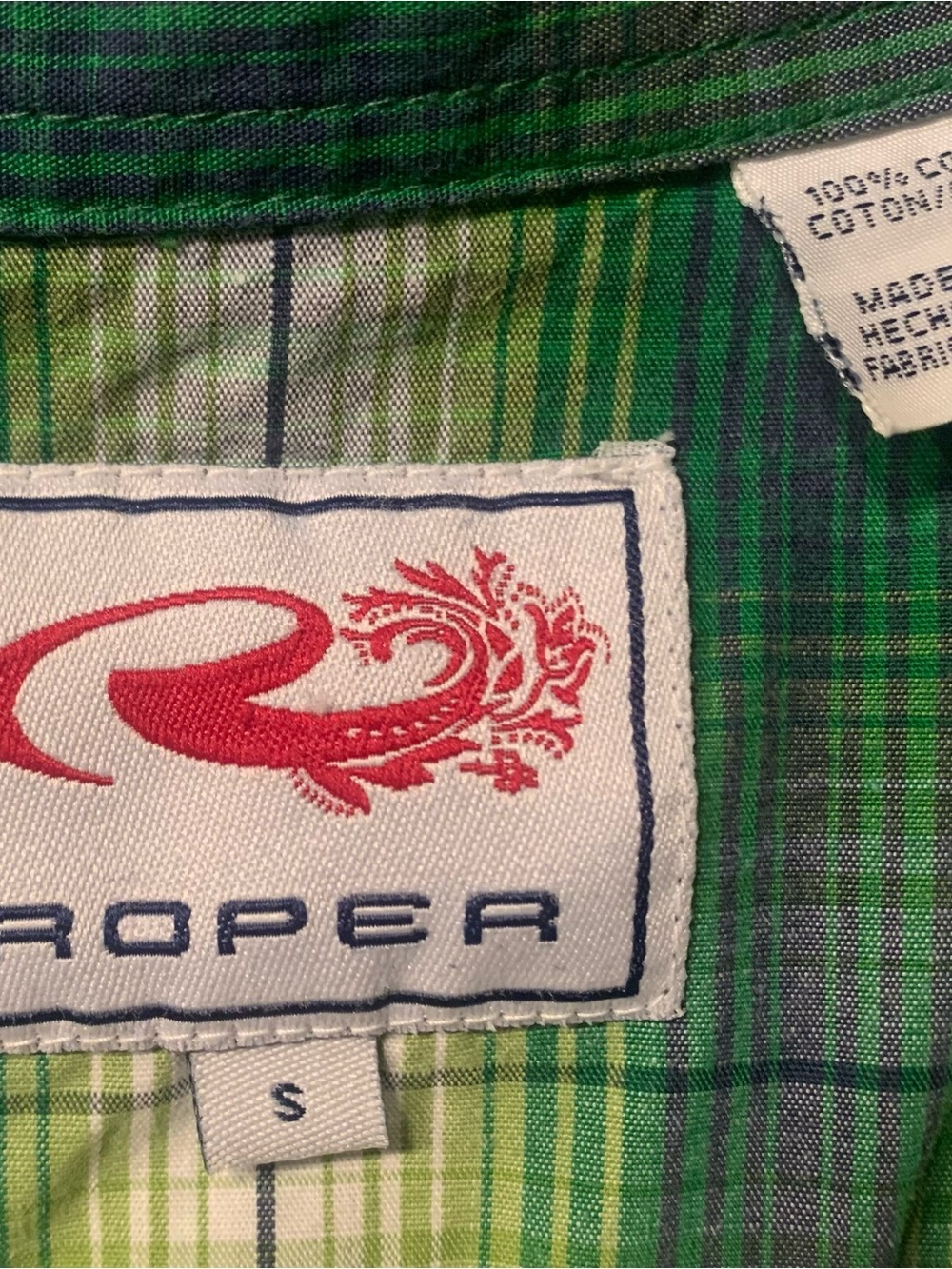 Roper women's plaid pearl snap long sleeve plaid green shirt - size small - Picture 2 of 7